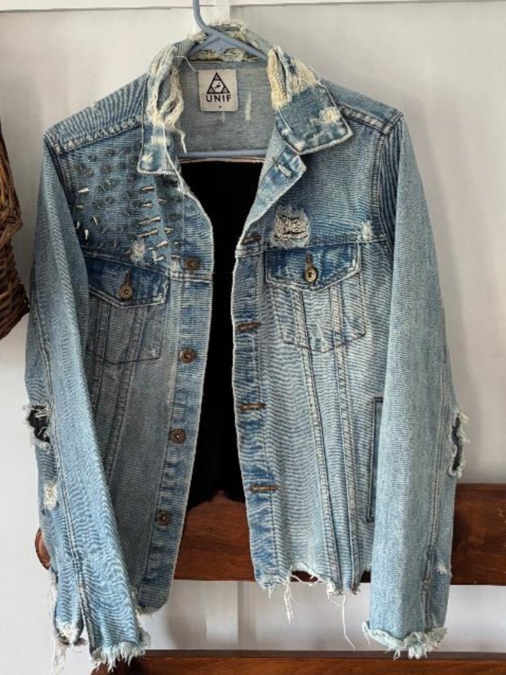 UNIF Denim Jacket with Studs "Trust Your Own Madness"